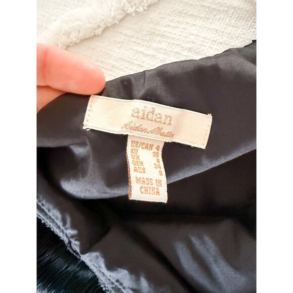 Aidan by Aidan Mattox | One Shoulder Flapper Style Black Dress with Fringe | 4 - Picture 5 of 9